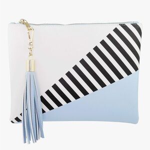 B BRENTANO Vegan Clutch Bag Pouch with Tassel Accent (Paradise Blue)